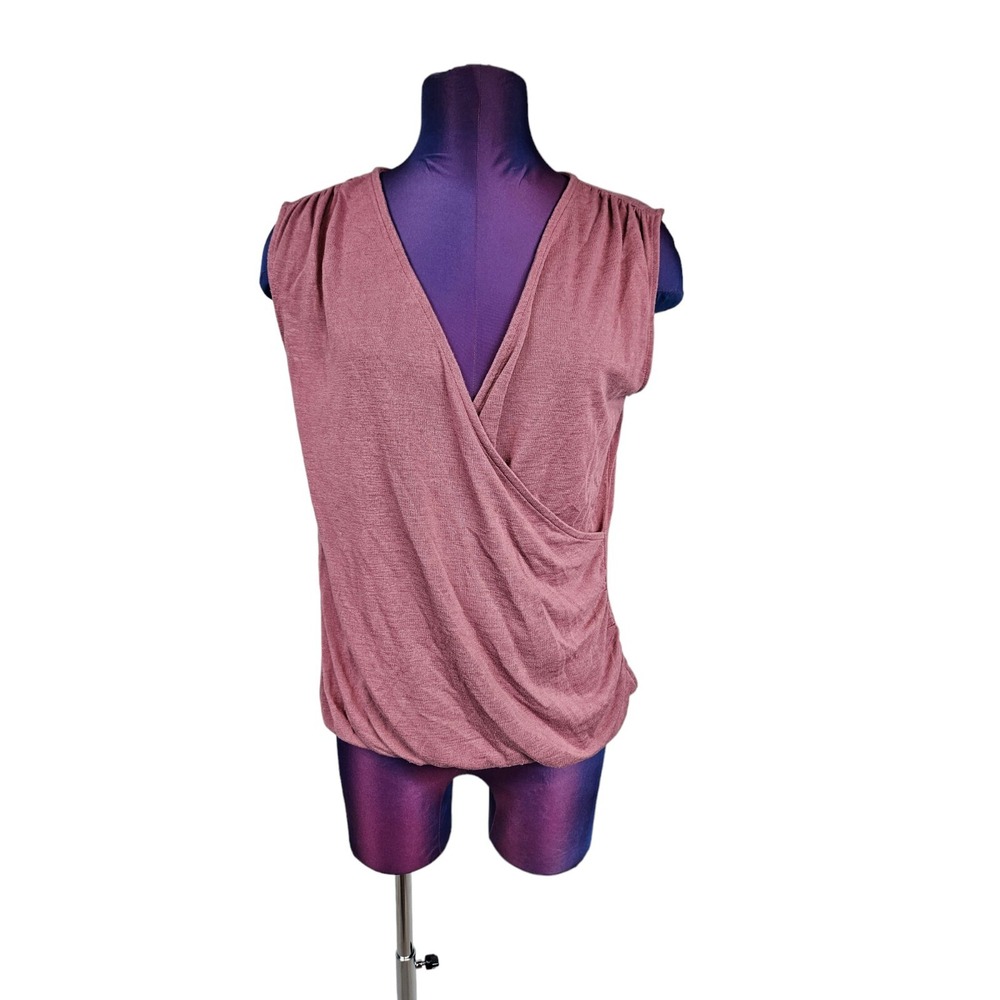 Athleta Dusty Rose Breezy Sleeveless Faux Wrap Top Size Small Women's V1